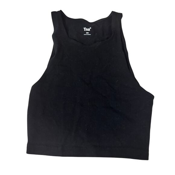 TNA Seamless Ribbed Tank Top Black High Neck Crop 2XS Aritzia - Picture 1 of 4
